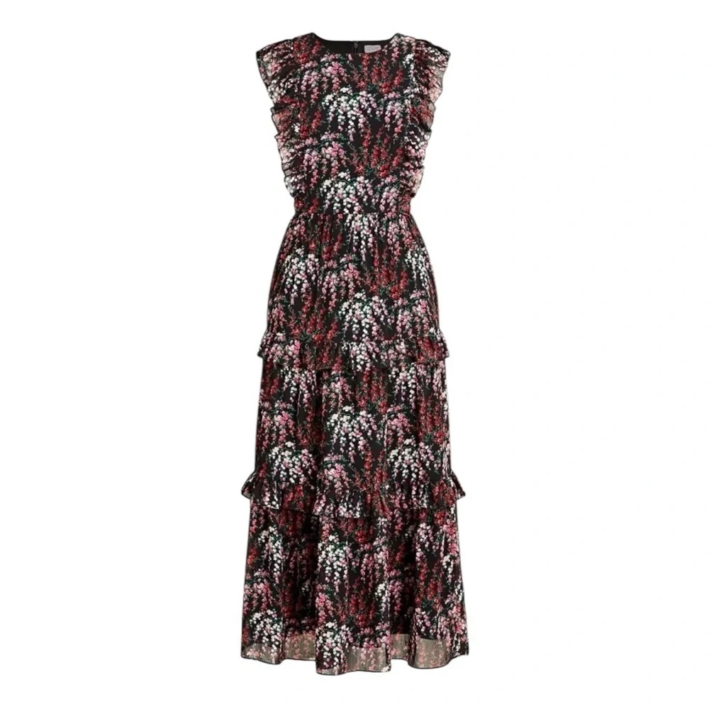 J.Crew Floral Ruffled Tiered Midi Dress